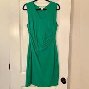 Diane von Furstenberg | Layne Ruched Knit Sheath Dress, Green, Size 12, GUC